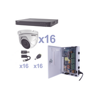 KIT TurboHD 1080p / DVR 16 Canales / 16 Cámaras Eyeball (exterior 2.8 mm) / Transceptores / Conectores / Fuente de Poder Profesional