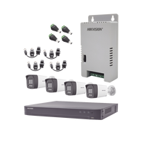 Kit Audio Bidireccional TurboHD 3K Real / DVR 4 Canales 4K / 4 Cámaras Bala (Exterior) con Bocina y Microfóno Integrado 3K / 1 Fuentes de Poder / Accesorios