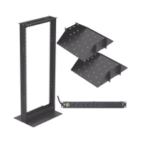 Kit de Rack Estándar 19", 24 UR con 2 Charolas  y PDU (8 tomas). Ideal para UPS y Servidores tipo Torre.