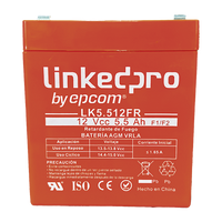 Batería de respaldo 12 V |  5.5 Ah |  AGM  | Certificada UL94-V0 Retardante a la Flama  | Especial para Seguridad Electrónica | UPS | Sistemas de Emergencia | Vida útil 5 años | Terminales F1  + Adaptador F2