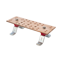 Barra Unión Telecom TMGB / 12 x 4 x 1/4 in / 100% Cobre / 12+24 Orificios / Aisladores Rojos / J-STD-607-A