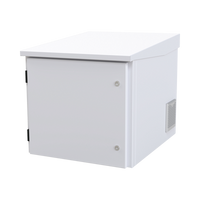 Gabinete PROFUNDO hasta 705 mm  de profundidad, de Exterior de 9UR con Ventiladores y Termostato, Se envía el Gabinete Armado, (Montaje a poste o torre se vende por separado).