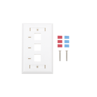 Placa de Pared, de 3 Puertos, Keystone, con Espacio para Etiqueta - Color Blanco