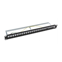 Patch Panel Modular Blindado (STP) de 24 Puertos, con Barra para Organizar Cable