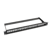 Patch Panel Modular sin Blindaje de 24 Puertos, 1U, con Barra para Organizar Cable