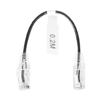 Cable de Parcheo Slim UTP Cat6 - 20 cm (7.87 Pulgadas) Negro Diámetro Reducido (28 AWG)