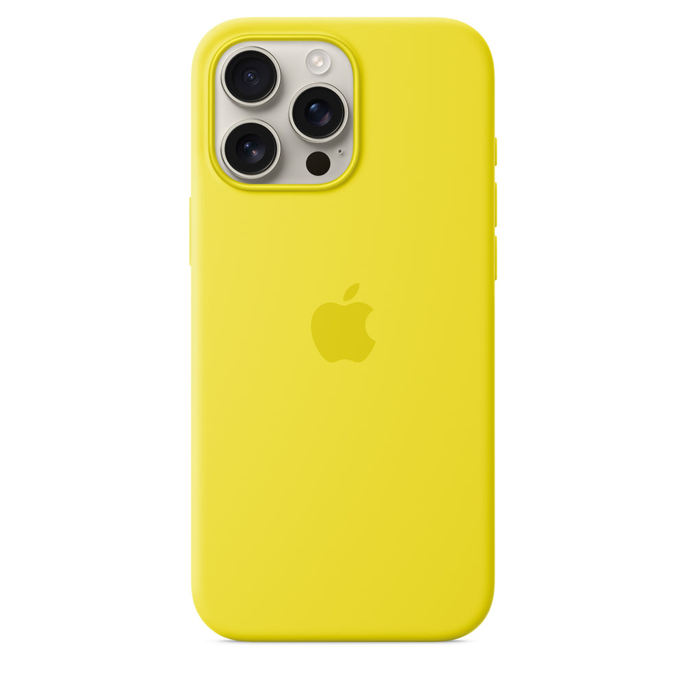 Funda de silicón con MagSafe para el iPhone 16 Pro Max – Amarillo carambola