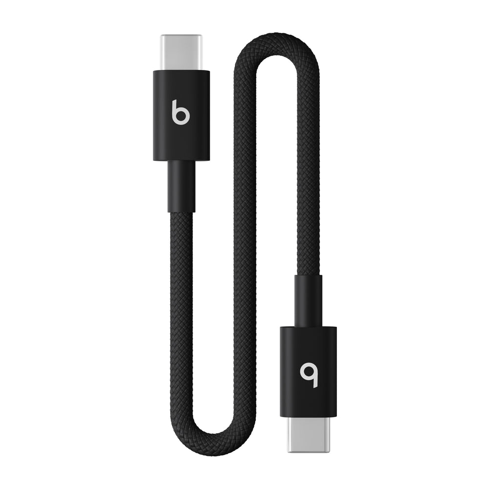 Cable corto trenzado de USB-C a USB-C de Beats (20 cm) – Negro eléctrico