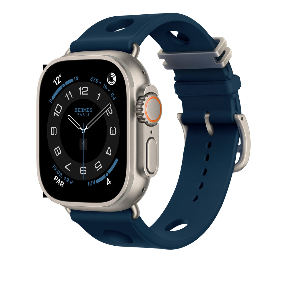 Apple Watch Hermès – Correa Scub'H Diving color Bleu de Malte para caja de 49 mm