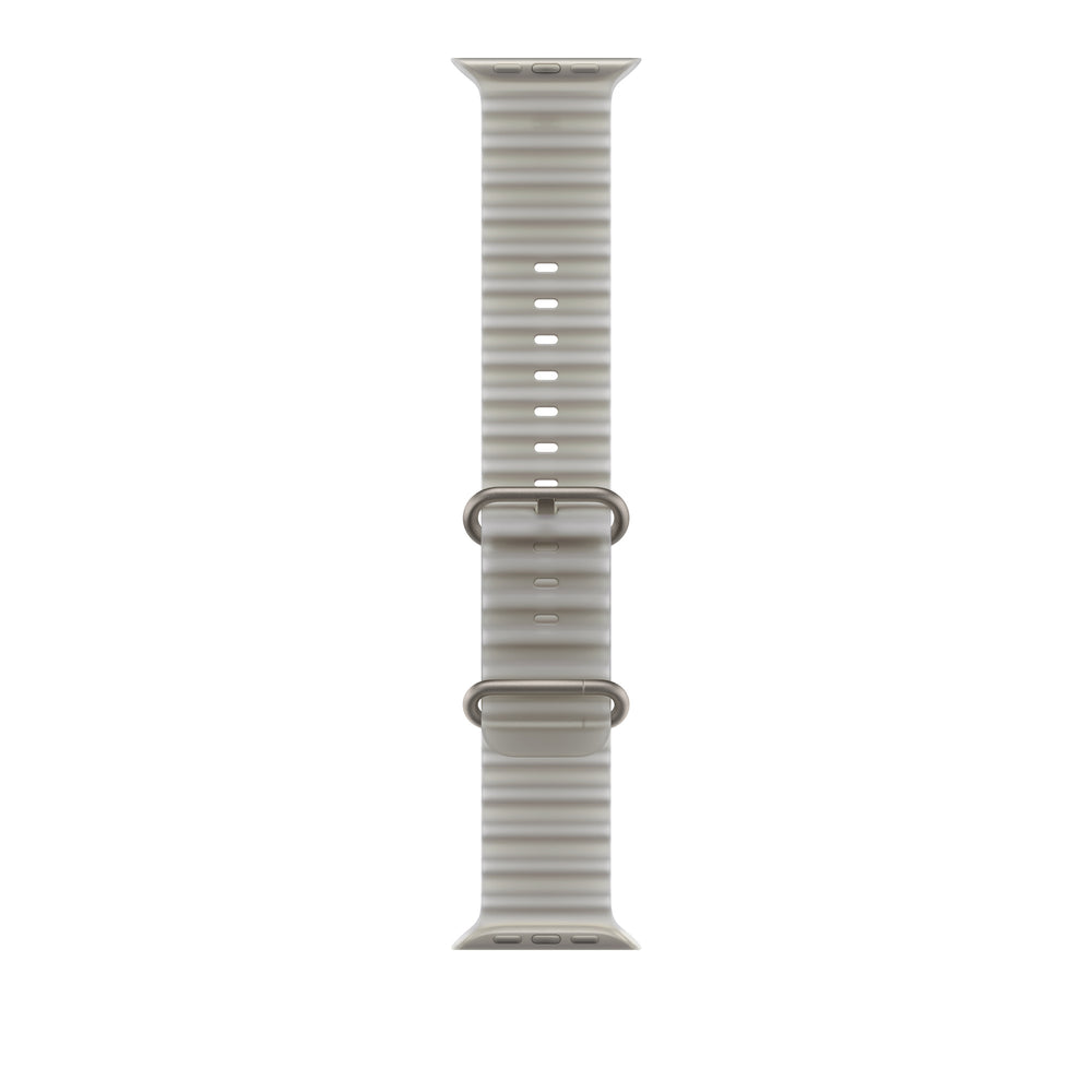 Correa Ocean gris translúcido para caja de 49 mm – Acabado de titanio natural