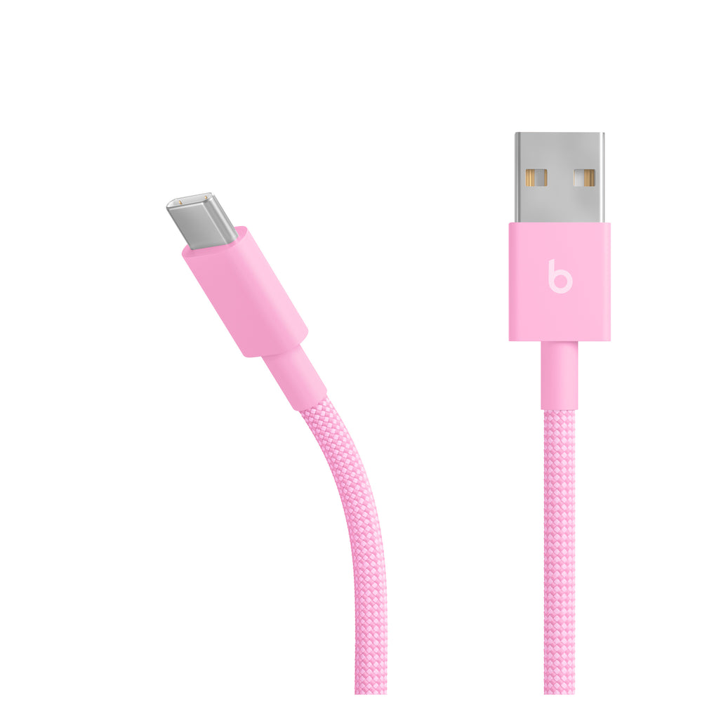 Cable trenzado de USB-A a USB-C de Beats (1.5 m) – Rosa intenso