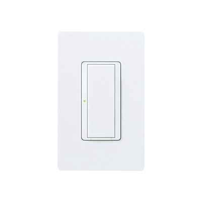 Interruptor inalámbrico on/off Maestro Wireless de 8 A para iluminación y ventiladores de 1/10 HP, 120-277 V, no requiere neutro, compatible con hub Vive, color blanco