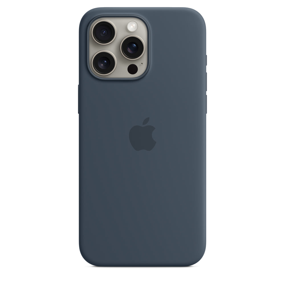 Funda de silicón con MagSafe para el iPhone 15 Pro Max - Azul tormenta