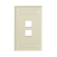 Placa de Pared Vertical, Salida Para 2 Puertos Keystone, Con Espacios Para Etiquetas, Color Marfil