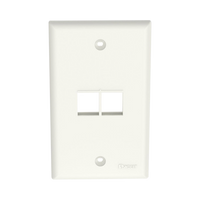 Placa de Pared Vertical, Salida Para 2 Puertos Keystone, Color Blanco Mate