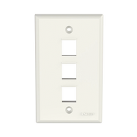 Placa de Pared Vertical, Salida Para 3 Puertos Keystone, Color Blanco Mate