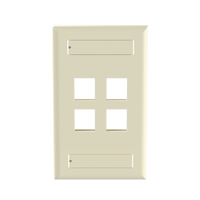 Placa de Pared Vertical, Salida Para 4 Puertos Keystone, Con Espacios Para Etiquetas, Color Marfil