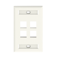Placa de Pared Vertical, Salida Para 4 Puertos Keystone, Con Espacios Para Etiquetas, Color Blanco Mate
