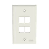 Placa de Pared Vertical, Salida Para 4 Puertos Keystone, Color Blanco Mate