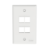 Placa de Pared Vertical, Salida Para 4 Puertos Keystone, Color Blanco