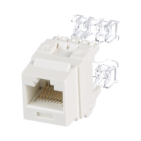 Conector Jack Estilo 110 (de Impacto), Tipo Keystone, Categoría 6, de 8 Posiciones y 8 Cables, Color Blanco Mate