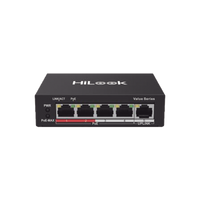 Switch PoE+ / 4 Puertos 10/100 Mbps PoE+ (af / at) / 1 Puerto 10/100 Mbps Uplink / Modo Extendido hasta 250 Metros / 35 Watts