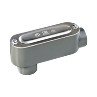 Caja oval roscada tipo LB de 1 1/4" (31.8 mm) incluye tapa y tornillos.