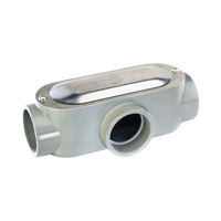Caja oval roscada tipo T de 1 1/2" (38.1 mm) incluye tapa y tornillos.