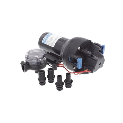 Bomba de diafragma controlada por presión para trabajo pesado ParMax de 12 Vcd, caudal de 5 GPM, presión máxima 60 psi, para manguera de diámetro interior de 13 mm (1/2
