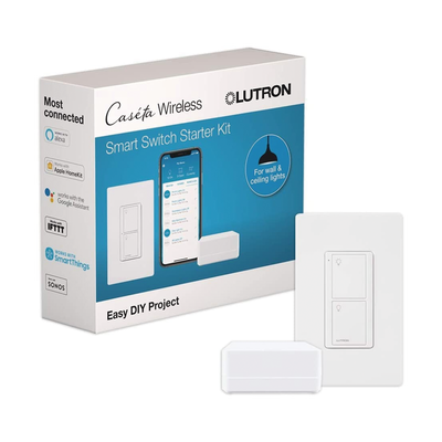 Kit de inicio Caseta Wireless con hub Smart Bridge, interruptor on/off inteligente de 5 A con neutro y placa Claro, control por app y asistentes de voz