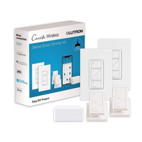 Kit de inicio de iluminación inteligente con hub Smart Bridge, 2 atenuadores de pared sin neutro, 2 controles Pico con pedestal de mesa y 2 placas, Caseta Wireless