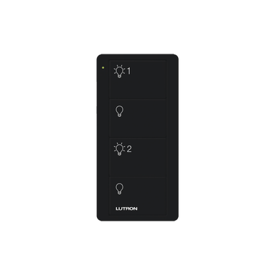 Control Pico inalámbrico de 4 botones color negro para encender y apagar 2 grupos de luces, compatible con Caseta Wireless, RA2 Select, RadioRA 2 y HomeWorks QS