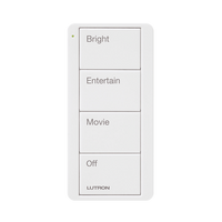 Control Pico inalámbrico de 4 botones con escenas grabadas para sala (Bright, Entertain, Movie y Off), compatible con Caseta Wireless y RA2 Select, blanco brillante