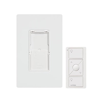 Kit de control Pico inalámbrico de 3 botones con subir/bajar para montaje en pared, incluye adaptador y placa Claro, para Caseta Wireless, RadioRA 2 y HomeWorks QS