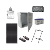 Kit Solar de 12 Vcc para alimentar energizador de cerca electrificada. Instalación de panel en poste.