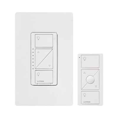 Kit de atenuador de pared inteligente sin cable neutro con control remoto Pico y placa Claro, 600 W incandescente/halógeno o 150 W LED atenuable, Caseta Wireless
