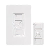Kit de atenuador de pared inteligente sin cable neutro con control remoto Pico y placa Claro, 600 W incandescente/halógeno o 150 W LED atenuable, Caseta Wireless