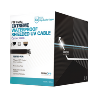 Cable UTP Categoría 5e para Exterior / 24AWG 4 Pares / Conductor Cobre Desnudo / Cubierta LDPE Negra Resistente a Rayos UV / Relleno Anti-Humedad PE Tap Compound / Soporte PoE IEEE 802.3at y Gigabit Ethernet / 1000 ft (304.8 m)