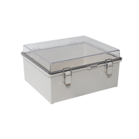 Gabinete Plástico ABS, Puerta Transparente, Uso en Intemperie (350 x 460 x 160 mm) Cierre por Broches Inoxidables y Permite Cerrado con Candado y Llave (Perno 5mm) No Incluido