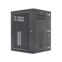 Gabinete PanZone de Montaje en Pared, de 19in, Puerta Ventilada, 18 UR, 635mm de Profundidad, Color Negro