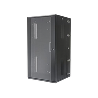 Gabinete PanZone de Montaje en Pared, de 19in, Puerta con Ventana de Seguridad, 26 UR, 635mm de Profundidad, Color Negro