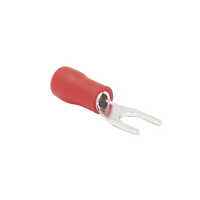 Terminal tipo horquilla ( espada ) aislada / 22 - 16 AWG / Rojo / Paquete de 25 piezas.