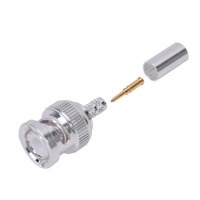 Conector BNC Macho de Anillo Plegable para Cable LP-142, LP-195, LMR-195, RG-58/U, RG-142/U, Plata/Oro/Teflón.