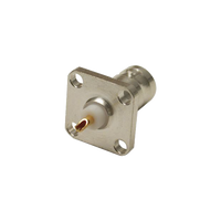 Conector BNC Hembra para Chasis, 4 Perforaciones con 12.7 mm, Plata/ Oro/ Teflón.