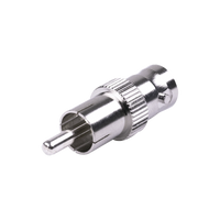 Adaptador de BNC Hembra a RCA Macho en 50 Ohm para Fono, uso en Aplicaciones de Audio-Video, Níquel/ Plata/ Delrin.
