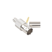 Conector BNC Hembra, 75 Ohm, Anillo Plegable, para RG-59/U, Níquel/ Oro/ Delrin.