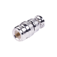 Adaptador en Linea para 50 Ohm, de Conector N Hembra a BNC Macho, Plata /Oro /Teflón.