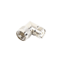 Adaptador en Ángulo Recto, de Conector UHF Macho (PL-259) a UHF Hembra (SO-239), Níquel/ Oro/ Delrin.