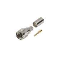 Conector Mini-UHF Macho, 50 Ohm de Anillo Plegable para  LMR-240, RG-8/X, 9258, Niquel/ Oro/ Delrin.