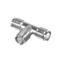 Adaptador en T, de Conector Mini-UHF Hembra a Doble Mini-UHF Hembra, Níquel/ Plata/ Teflón.